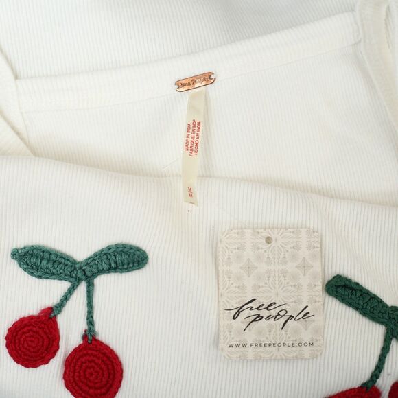 Free People Bali Cherry Bomb Tank Cami Blouse Top Crochet Ribbed M NWT 280421 - Picture 8 of 8